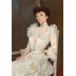 Stanislaw Poraj-Pstrokoński (1871 Kalisz - 1954 ), Portrait of a Lady in a White Dress, 1899