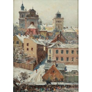 Władysław Chmieliński (1911 Warschau - 1979 Warschau), Ansicht von Warschau mit der St. Anna-Kirche