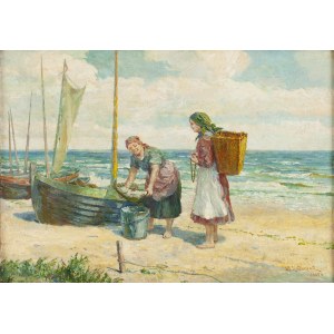 Emil Lindemann (1864 Warschau - 1945 Ozorków bei Łódź), Fischer auf der Ostsee, 1945