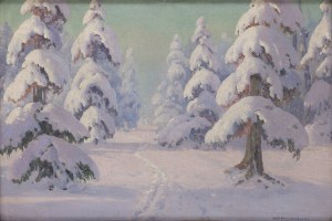 Wiktor Korecki (1890 Kamieniec Podolski - 1980 Milanówek k. Warszawy), Las pod śnieżnymi zaspami
