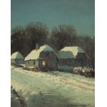 Wiktor Korecki (1890 Kamieniec Podolski - 1980 Milanówek near Warsaw), Winter evening in a village