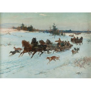 Ignacy Zygmuntowicz (1875 Warsaw - 1947 Łódź), Return from hunting