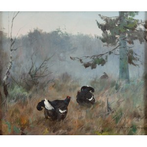 Ignacy Zygmuntowicz (1875 Varšava - 1947 Lodž), Tokujące cietrzewie (Tokujące grouse)