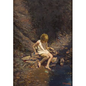 František Mrazek (1876 České Budějovice - 1933 Spisske Bele), Girl by the stream