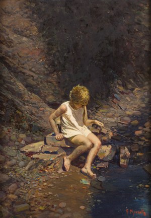Franciszek Mrazek (1876 Czeskie Budziejowice - 1933 Spisske Bele), Dziewczynka nad strumieniem