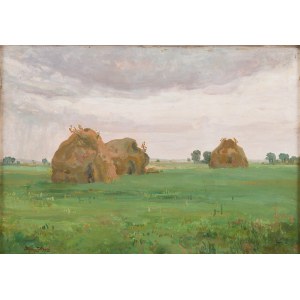 Ivan Trusz (1869 Vysock - 1941 Lvov), Krajina s kupkami sena, 1925