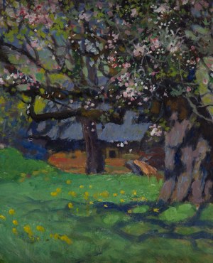 Stanisław Paciorek (1889 Ładycze na Wołyniu - 1952 Kraków), Kwitnące jabłonie w wiosennym sadzie, 1925