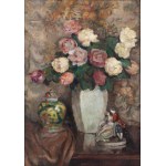 Stefan Filipkiewicz (1879 Tarnów - 1944 Mauthausen-Gusen), Martwa natura z kwiatami i porcelaną (