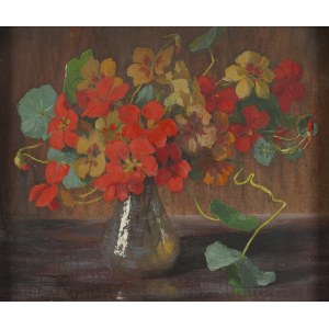 Mieczyslaw Reyzner (1861 Lviv - 1941 Lviv), Nasturtiums in a glass vase