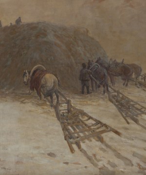 Wacław Artur Wielogłowski zw. Starykoń (1860 Odonów - 1933 Warszawa), Pejzaż zimowy z końmi