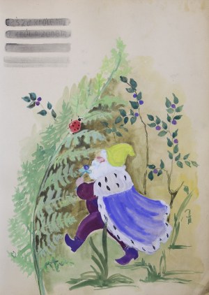 Zofia FIJAŁKOWSKA (1909-1989), Zestaw 6 ilustracji do bajki „Na jagody” Marii Konopnickiej - Makieta książki