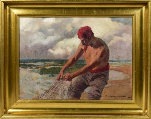 Feliks Michał WYGRZYWALSKI (1875-1944), Rybak ciągnący sieci