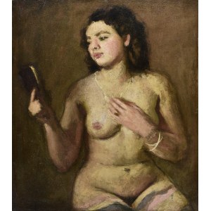 Poľský maliar bližšie neurčený ?, 1. polovica 20. storočia, Akt so zrkadlom