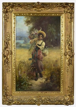 Hans ZATZKA (1859-1945), Dziewczyna z naręczem kwiatów