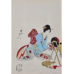 TOYOHARA CHIKANOBU (1838-1912), Arranging Hair, from the series: Chiyoda no o-oku - triptych