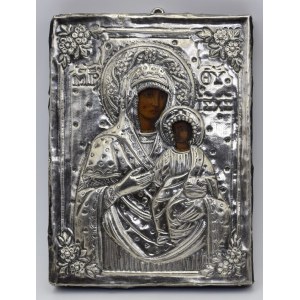 Ikona - Matka Boża Hodegetria, w srebrnym okładzie