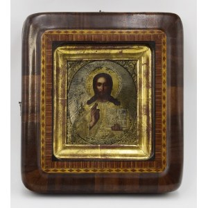 Ikona - Chrystus Pantokrator - w okładzie i w kiocie