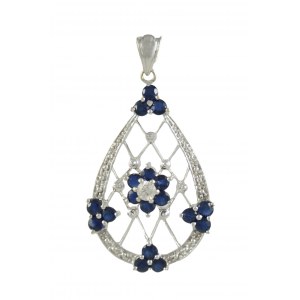 Wisior szafiry brylanty 14K