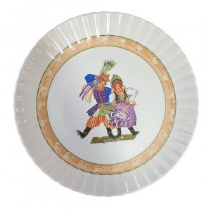 Porcelánový talíř, Polské tance, Krakowiak, Zofia Stryjeńska, Chodzież