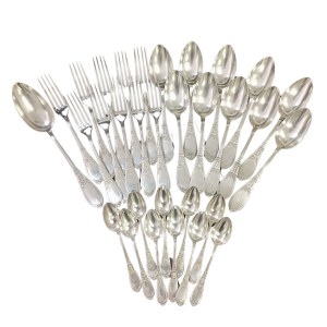 Set of silver-plated cutlery in Art Nouveau style for 10 persons, France