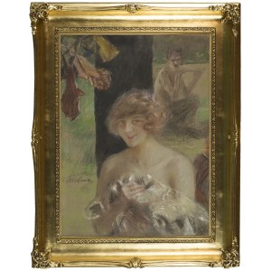 THEODORE AXENTOWICZ, Bildnis einer Frau mit einem Faun