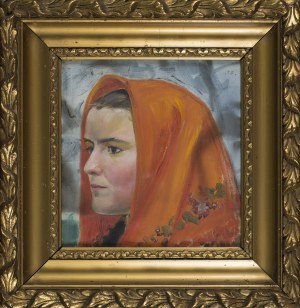 Wlastimil HOFMAN, Głowa młodej kobiety w czerwonej chuście