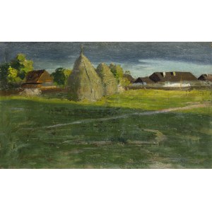Zygmunt ROZWADOWSKI, Ländliche Landschaft mit Hütten / Wildnis