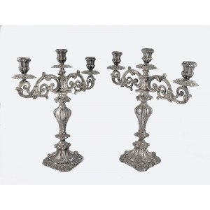 A pair of three candelabra candelabras