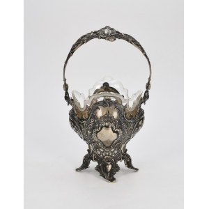 Neo-Rococo sugar bowl with movable handle, glass insert