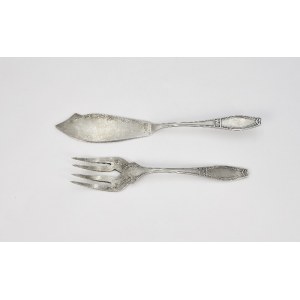 WELLNER SÖHNE, Fish serving cutlery with Art Nouveau decoration