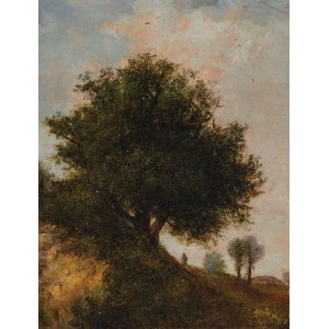 LANDSCAPE WITH A POINT UNDER A TREE, 2nd half of the 19th century.