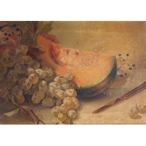 STILL LIFE WITH GRAPE AND MELON, early 20th century.