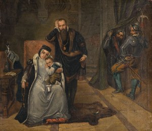 Józef SIMMLER - według, KATARZYNA JAGIELLONKA Z MĘŻEM I SYNEM NA ZAMKU GRIPSHOLM, 2 poł. XIX w.
