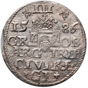 Stefan Batory, trojak 1586, Ryga, mała głowa