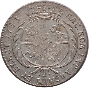 August III, tymf 1753, Lipsk, litera S pod popiersiem (R4)