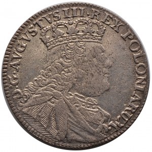August III, ort 1754 EC, Lipsk, litera L na ramieniu, nienotowany
