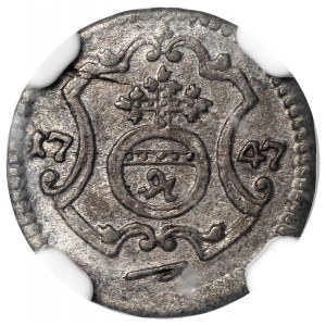 August III, halerz 1747 FWoF , Drezno