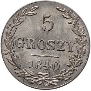 Zabór rosyjski, Mikołaj I, 5 groszy 1840 MW, Warszawa