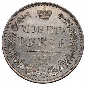 Mikołaj I, rubel 1851 СПБ ПА, Petersburg