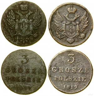 Poland, set: 2 x 3 Polish pennies (trojak), 1817 and 1819, Warsaw