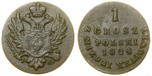 Poland, 1 Polish penny made of domestic copper, 1824 IB, Warsaw