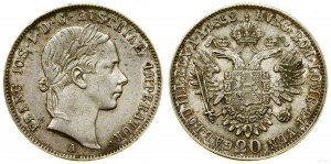 Austria, 20 krajcars, 1852 A, Vienna