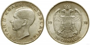 Yugoslavia, 20 dinars, 1938, Paris
