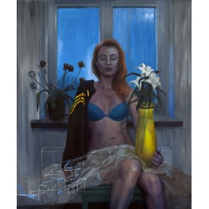 Joanna Kaucz, Selbstporträt mit Blumen, 2015