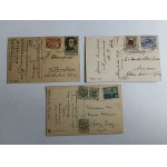 DOPŁATA, STEMPEL KRAKÓW, ZESTAW 3 POCZTÓWEK PRZEDWOJENNYCH KWIATY, BAZIE, DZWONEK, ŚWIĘTA