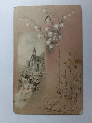 STAMP JAROSLAW 1900 POSTCARD PAINTING LONG ADDRESS PRE-WAR