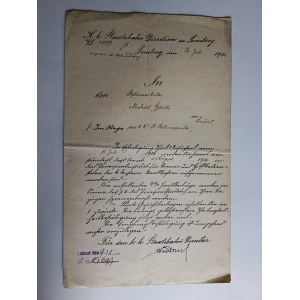 PISMO, DOKUMENT ŁAŃCUT, LWÓW LEMBERG, MICHAEL GDULA PRZEDWOJENNE 1901 R