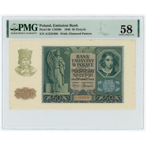 50 złotych 1940 - seria A - PMG 58