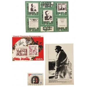 SOLIDARITY - Briefmarken + Bild von Józef Piłsudski - Satz von 4 Stück