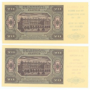 20 Zloty 1948 - KE-Serie - mit Gelegenheitsaufdruck - Satz zu 2 Stück